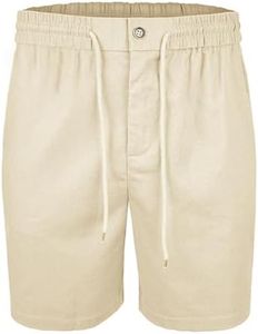 Linen Shorts for Men,Mens Shorts Casual Stretch Waist Drawstring Button Cotton Linen Blend Short Pants Breathable Summer Clothes,Summer Outfits,Beach Vacation,Golf,Yoga,Casual Everyday Wear,Loungewear