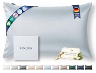 RENESSY Premium Silk Pillowcase 100% Organic Mulberry Silk, 22 Momme, Grade 6A - Oeko-Tex Certified in Germany - Luxury for Hair & Skin, 1 Piece (Standard, Light Blue)