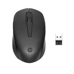 HP 150 Wireless Mouse, 1600 DPI Optical Mouse Sensor, 2.4GHz Wireless USB Receiver Included, Ambidextrous Design, 3 Buttons, Scroll Wheel, Up to 10 Month Battery, Black