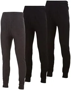 Mens Thermal Long John Pants - Thermal Bottom Base Layer for Tshirts & Jackets - Lightweight Thermal Underwear Mens - 3 Pack