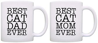 Cat Lover Gift Best Dog Mom Dad Ever Cat Owner Gift Bundle 2 Pack Gift Coffee Mugs Tea Cups White