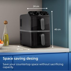 Philips 4000 Series Dual Basket Airfryer 10L – RapidAir, PFAS-Free Ceramic