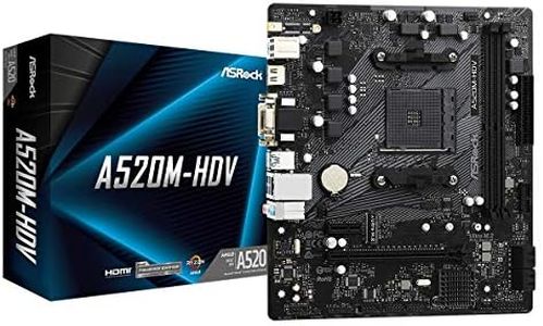 ASRock A520M-HDV Supports AMD AM4 Socket Ryzen™ 3000, 4000 G-Series and 5000 and 5000 G-Series Desktop Processors Motherboard, 32 GB memory storage