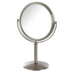 Jerdon MC105N Dual-Sided 5X/1X Magnification Table Top Makeup Mirror, Nickel Finish, 1 Count