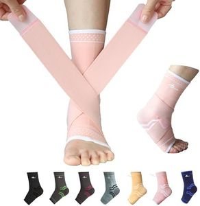 ABIRAM Foot Sleeve (Pair) with Compression Wrap, Ankle Brace For Arch, Ankle Support, Football, Basketball, Volleyball, Running, For Sprained Foot, Tendonitis, Plantar Fasciitis