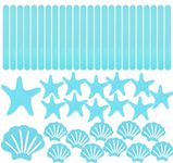 FULANDL 48PCS Non Slip Bathtub Stickers, Shell Starfish Anti Slip Shower Stickers Adhesive Sticker Strips with Scraper Set, for Bathroom Bath Tub (Blue)