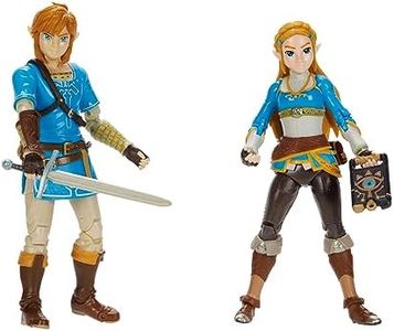 Nintendo The Legend of Zelda 4” / 11 cm Link and Zelda Action Figure 2-Pack. Includes 20 Points of Articulation with Sheikah Slate and Soldier's Broadsword Accessories