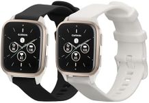 kwmobile Straps Compatible with Garmin Venu Sq 2 Music/Sq 2 Straps - 2X Replacement Silicone Watch Bands - Black/White