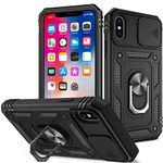 DAWEIXEAU Case for iPhone X,iPhone Xs Case,Silicone Heavy-Duty Tough Rugged Lightweight Shockproof with Bracket Bumper Cover Case for iPhone X/iPhone Xs (Black)