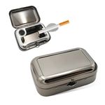 Yourkar Portable Ashtrays, Stainless Steel Carry-on Mini Ashtray with Windproof Lid, Portable Waterproof Creative Pocket Ashtray for Outdoor Cars, Universal Car Accessories (Black)