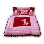 Pinks & blues Full Sleeping 5 Piece Baby Bedding Set with 2 Side Pillows in a Shape of Disney Toys (0 48 Months, Pink Red, Faux Fur)