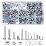 Xiaheipi 720 Pcs M3 M4 M5 Galvanized Screws with Nuts and Washers Assortment Set, Assorted Cross Pan Head Machine Screws Nuts and Bolts Set for Home Office Industrial Electronic