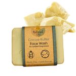 Cocoa Butter Face Wash Bar, Scent-Free Facial Cleanser, All-Natural Vegan Soap Enriched with Coconut Milk & Bentonite Clay, Gentle Face Cleanser for Delicate Skin, 75g - The Natural Spa