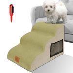 OZD Dog Steps for Bed, 3 Steps Dog Stairs for Small Dogs and Cats, High Density Foam Dog Ramp with Washable Cover, Non-slip Pet Stairs Ladder for Indoor Sofa Couch Bed - 35x57x40cm