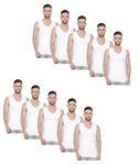 Lexora Men's 100% Cotton White Sleeveless RNBS Vest Innerwear (95 cm) 10 Pieces