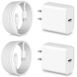 Fast Charger for Apples iPhone 14 13 12 11 Pro Max Plus Mini XS X XR 8 7 6 5, for iPads, 20W USB C Charger Block Wall Plug Fast Charging Brick Cube + Long USB-C to Lightnings Cable 10FT 2Pack