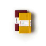 Kitabby – Linen Series – A6 Size – Hard Bound Pocket Notebook with Elastic Band – 192 Pages – 80gsm Natural Shade Paper – Linen Fabric Cover Material – Pack of 2 – (Mustard Yellow + Maroon)