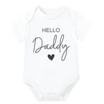 Lillypupp Hello Daddy Pregnancy Announcment Idea To Husband Father To Be | Baby Coming Soon Reveal On Romper Bodysuit.