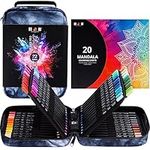 H & B Colored Pencil Set 72pcs with Mandala Coloring Sheets Art Supplies Drawing Kit for Adult Coloring and Kids