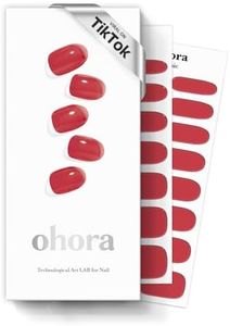 ohora Semi Cured Gel Nail Strips (N Tint Brick) - Red, Tint, Works with Any UV/LED Nail Lamps, Salon-Quality, Long Lasting, Easy to Apply & Remove - Includes 2 Prep Pads, Nail File & Wooden Stick