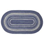 VHC Brands Great Falls Blue Rug with PVC Pad, Jute Blend, Oval, Blue White, 27x48 inches