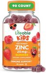 Lifeable Zinc for Kids | 25mg | Great Tasting Natural Flavored Zinc Gummies | Gluten Free Vegetarian Non GMO Zinc Supplements | Kids Zinc for Immune Support | 90 Gummies