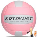 Volleyball,Official Size 5 Volleyball Ball,Composite High Performance Volleyball for Youth Adult Indoor Outdoor (Pink/White)