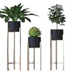 SAHANI CREATIONS Modern Metal Floor Flower Vase Stands Planter Pot with Iron Stand| Pots for Plants, Plant Pots for Home & office Decoration| Indoor Outdoor Planter Garden Decor (Set of 3)