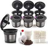 7 Pcs Refillable Reusable K Cups with 100 pcs Disposable Coffee Paper Filters for Keurig K Mini Plus and 2.0 - K200, K300, K400, K500 Series and All 1.0 Brewers (Black+White)