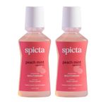 SPICTA Peach Mint Mouthwash 250Ml (Pack Of 2) | Alcohol Free Mouthwash Liquid With Fitkari (Alum), Natural, Fresh, Herbal, Bad Breath Remover | Teeth Whitening, Removes Plaque, Mouthwash