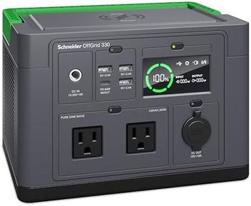 Schneider OffGrid Portable Power Station 300W, PPS330, Lightweight 332Wh Solar Generator: 2 AC Outlets, 60W USB-C PD Output, Wireless Charging, LED Light, for Camping, RV, Home Backup