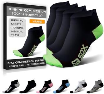 SB SOX 2-Pair Compression Running Socks for Men and Women – Low Cut/Ankle Athletic Socks for All-Day Wear (Large, Black/Green)