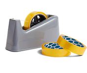 Heavy Duty Tape Dispenser Weighted Anti Slip Base - Warehouse, Home, Office - Includes 3 X 40M Tape Rolls