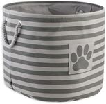 Bone Dry Stripes with Paw Patch Collapsible Polyester Pet Storage Bin, Round Large-18 x 18 x 15, Gray