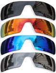 Betterun 4 Pairs Anti-scratch Polarized Replacement Lenses for Oakley Oil Rig Sunglasses, Retro Black+silver+blue+fire