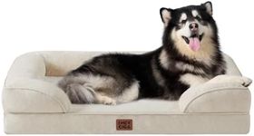 EHEYCIGA Orthopedic Dog Beds for Extra Large Dogs, Waterproof Memory Foam XXL Dog Bed with Sides, Non-Slip Bottom and Egg-Crate Foam Big Dog Couch Bed with Washable Removable Cover, Beige