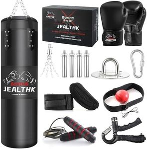 JEALTHK 4FT High-Density Oxford Fabric Unfilled Punching Bag for Adults/Kids. Boxing Training Equipment with 12OZ Gloves for Boxing MMA Kickboxing Karate Muay Thai Home Gym Training