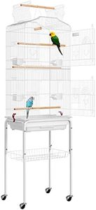 VIVOHOME 64 Inch Bird Cage with Play Top and Rolling Stand for Parrots Conures Lovebird Cockatiel Parakeets White