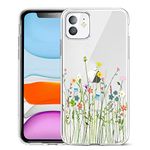 Unov Case Compatible with iPhone 11 Case Clear with Pattern Slim Protective Soft TPU Bumper Embossed Design 6.1 Inch (Flower Bouquet)