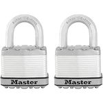 MASTER LOCK Pack of 2 Very High Security Padlocks, Security level 9/10, Outdoor, Keyed, Laminated Steel, Weatherproof, Standard Shackle, Gray