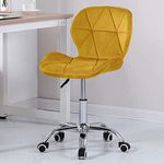 Finch Fox Height-Adjustable Velvet Office Study Desk Chair for Salon, Spa, Bar, Medical, Kitchen, Doctor in Yellow Color (Metal)