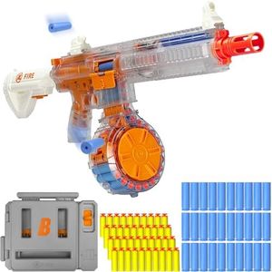 UNIKONIO Foam Dart Blaster Toy, Includes 22-Dart Loading Dart Holder, 40 EVA Soft Darts, 30 Reusable Dart Holders & Loader, Rechargeable Battery, Outdoor Party Games for Teens 14+ (Orange)​