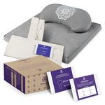 Almeara Meditation Cushion Set - Crescent Cushion & Large Square Floor Pillow | Buckwheat Bolster for Back Support | Waterproof Bottom for Outdoors - Incl. Large Bag & Gift Ready Box - 24in x 24in