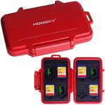 SD Card Holder, Honsky Waterproof Memory Card Holder Case for SD Cards, Micro SD Cards, SDHC SDXC, Red