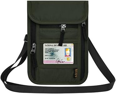 HOTEMIA Neck Wallet for Travel,Passport Holder Neck Pouch for Men Women with Adjustable Neck Strap and RFID Blocking (Olive green)