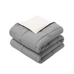 Royal Hotel Bedding Reversible Throw Blanket, Hypoallergenic, Down Alternative Throw Blanket, Medium Warmth, 50 by 75 Inches, Gray - White