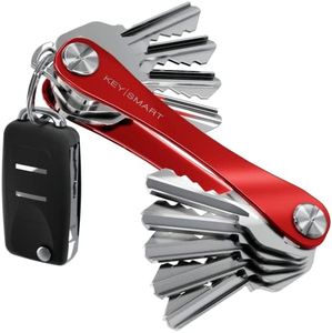 KeySmart Key Organizer Compact Minimalist Pocket-Sized Key Holder, EDC Key Carrier w Ring Loop Piece for Car Key Fob Keychain Accessories for Men (up to 14 Keys, Red)