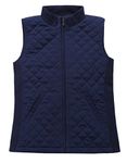 Bienzoe Women Casual Quilted Sleeveless Light Weight Vest Stretch Rib Navy L
