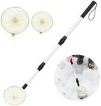 Deapeick Scalable Winter Ice Fishing Skimmer Scoop Telecscopic Adjustable Ice Fishing Scooper with Long Handle with 2 Skimmer Scoop L and S Ice Fishing Gear for Scooping Out Ice (Rose Gold)