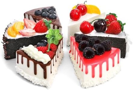 Peohud 6 PCS Fake Slice Cake, Artificial Cake for Display, Faux Simulation Realistic Dessert for Bakery Shop Display, Photography Props, Home Kitchen Decoration